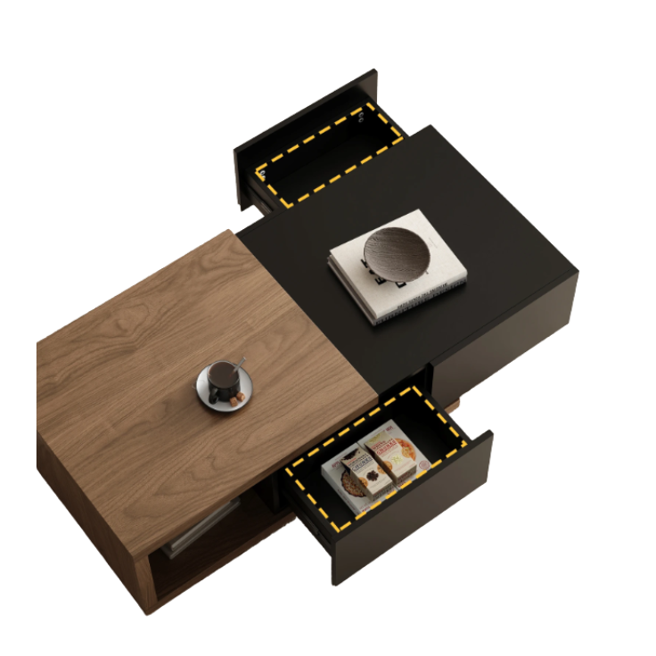 Modern Dual-Tone Extendable Coffee Table with Storage Drawers